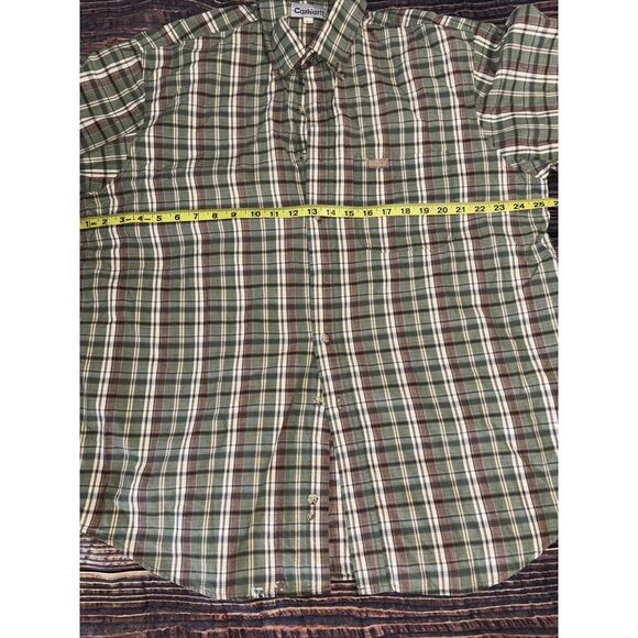 CARHARTT Short Sleeve Plaid Men's Shirt Size L Regular Button Front Read* - Picture 3 of 5